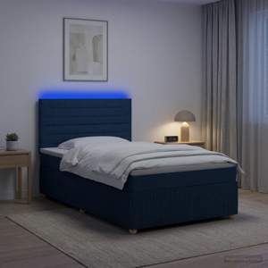 Łóżko z box spring LED z materacem niebieski 90 x 200 cm