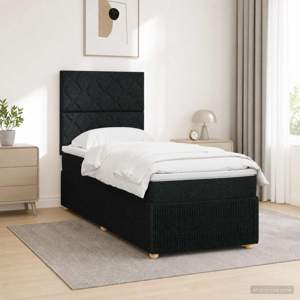 Łóżko z box spring LED z materacem Czarny 100 x 200 cm tkanina