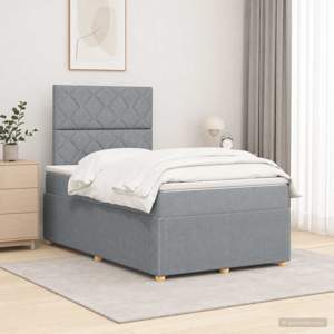 Łóżko z box spring LED z materacem jasnoszary 120 x 200 cm