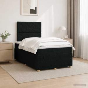 Łóżko z box spring LED z materacem Czarny 120 x 200 cm tkanina
