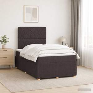 Łóżko z box spring LED z materacem Ciemny brąz 120 x 200 cm