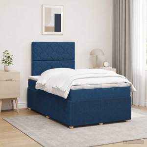 Łóżko z box spring LED z materacem niebieski 120 x 200 cm