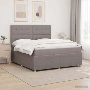 Łóżko z box spring LED z materacem Ciemnoszary 140 x 200 cm