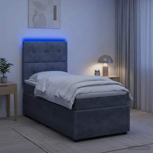 Łóżko z box spring LED z materacem ciemnoszary 100 x 200 cm