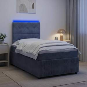 Łóżko z box spring LED z materacem ciemnoszary 120 x 190 cm