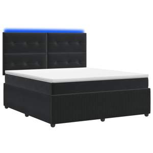 Łóżko z box spring LED z materacem Czarny 140 x 190 cm Welur