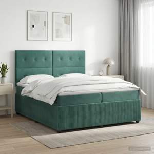 Łóżko z box spring LED z materacem Ciemnozielony 200 x 200 cm