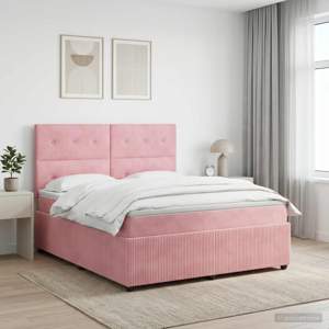Łóżko z box spring LED z materacem różowy 200 x 200 cm Welur