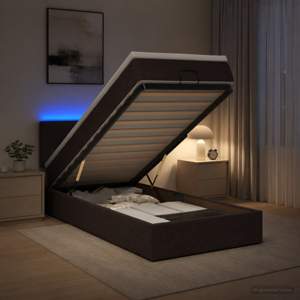 Łóżko z pojemnikiem i materacem LED Ciemny brąz 80 x 200 cm