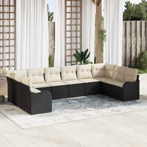 Zestaw Sof na Ogród Czarny 344 x 177,5 x 85 cm polirattan