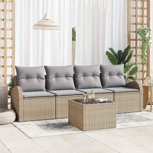 Zestaw Sof na Ogród Beżowy 55 x 55 x 37 cm polirattan