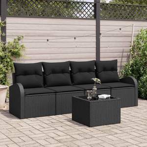 Zestaw Sof na Ogród Czarny 55 x 55 x 37 cm polirattan
