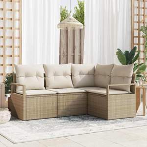 Zestaw Sof 4 pcs Beżowy polirattan