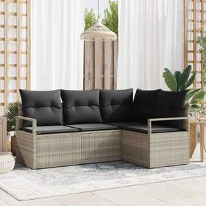 Zestaw Sof 4 pcs Jasnoszary polirattan