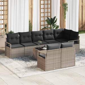 Zestaw Sof 9 szt. Szary polirattan