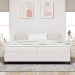 Łóżko sprężynowe kremowy 200 x 200 cm Tkanina sztruksowa