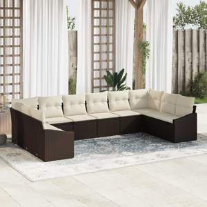 Zestaw Sof 10 szt. Brązowy polirattan