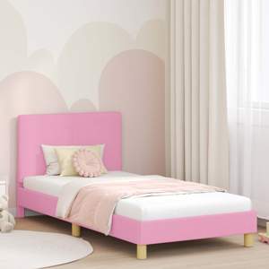 Łóżko Dziecięce z Ramą i Zagłówkiem Różowy 90 x 200 cm tkanina