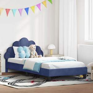 Łóżko Dziecięce z Ramą i Zagłówkiem Niebieski policyjny Welur