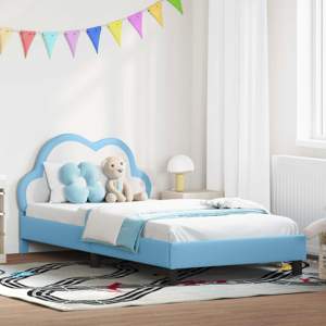 Łóżko Dziecięce z Ramą i Zagłówkiem niebieski 90 x 190 cm PU