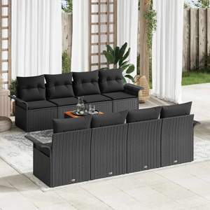 Zestaw Sof na Ogród 9 szt. Czarny polirattan