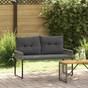 Ławka ogrodowa Szary 118 x 55 x 82 cm Rattan PE i tkanina