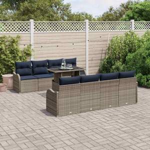 Zestaw Sof na Ogród 7 szt. Szary polirattan