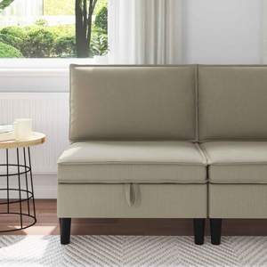 Środkowa Sofa z Przechowywaniem piaskowy Welur