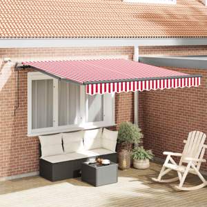 Markiza wysuwana Czerwony i Biały 300 x 250 cm Poliester