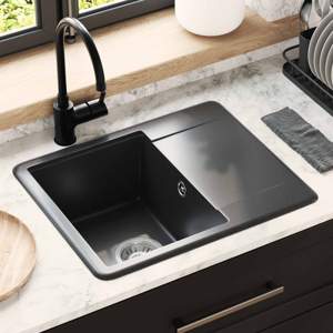 Zlew 80% Kwarc i 20% Żywica 560 x 460 mm Czarny