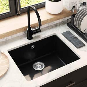 Zlew 80% Kwarc i 20% Żywica 530 x 460 mm Czarny