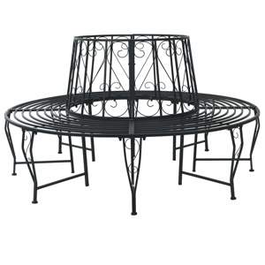 Ławka Drzewna Ø 160 x 89 cm Stal Czarny Okrągły