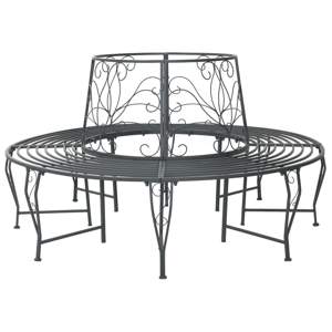 Ławka Drzewna 8-Liczba miejsc Ø 160 x 89 cm Stal Srebrnoszary