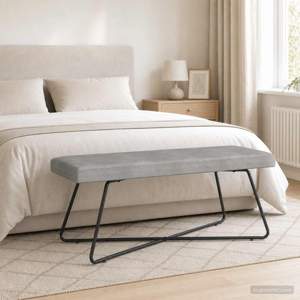 Ławka jasnoszary 110 x 40 x 45 cm Welur