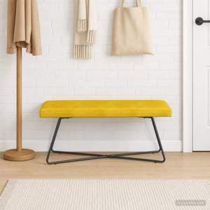 Ławka żółty 110 x 40 x 45 cm Welur