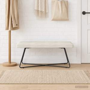 Ławka kremowy 110 x 40 x 45 cm Welur