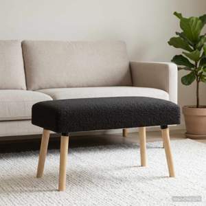 Ławka Gładki Czarny 80 x 40 x 46 cm Bouclé