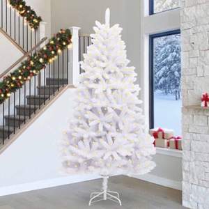 [3210119] Sztuczna choinka z zawiasami 300 LED Biały 300 cm PVC i stal