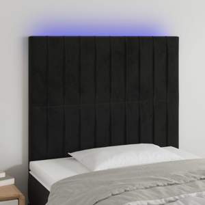 [3122694] Zagłówek do łóżka z LED, czarny, 80x5x118/128 cm, aksamit