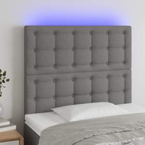 [3122841] Zagłówek do łóżka z LED, ciemnoszary, 90x5x118/128 cm, tkanina
