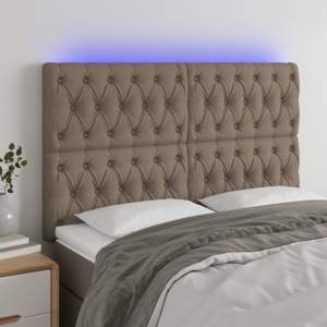 [3122770] Zagłówek do łóżka z LED, taupe, 160x7x118/128 cm, tkanina