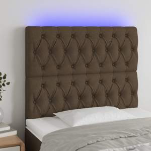 [3122753] Zagłówek do łóżka z LED ciemnobrązowy 100x7x118/128 cm tkanina