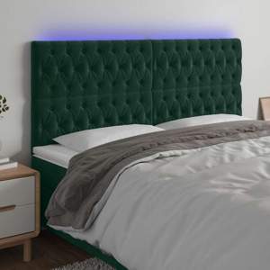 [3122829] Zagłówek do łóżka z LED, ciemnozielony, 200x7x118/128 cm