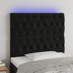 [3122798] Zagłówek do łóżka z LED, czarny, 90x7x118/128 cm, aksamit