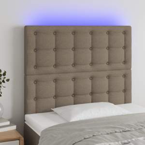 [3122836] Zagłówek do łóżka z LED, taupe, 80x5x118/128 cm, tkanina