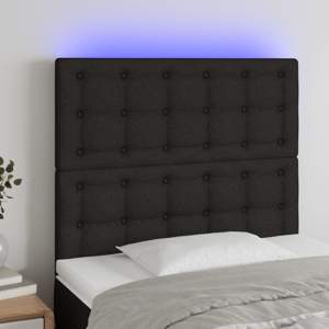 [3122834] Zagłówek do łóżka z LED, czarny, 80x5x118/128 cm, tkanina
