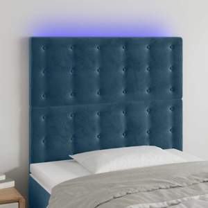 [3122904] Zagłówek do łóżka z LED, ciemnoniebieski, 100x5x118/128 cm