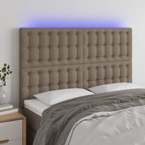 [3122860] Zagłówek do łóżka z LED, taupe, 144x5x118/128 cm, tkanina
