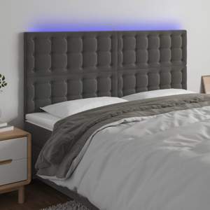 [3122919] Zagłówek do łóżka z LED, ciemnoszary, 180x5x118/128 cm, aksamit