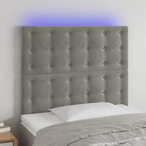 [3122888] Zagłówek do łóżka z LED, jasnoszary, 80x5x118/128 cm, aksamit